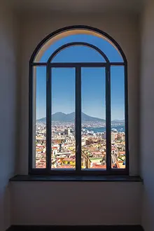Vesuvius Prints: Window on Naples, Campania, Italy. Vesuvius and cityscape