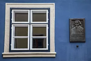 Window and plaque in Main Square, Sopron, Western Transdanubia, Hungary