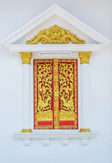 Phuket Prints: Window at Wat Kajon also known as Wat Kajonrangson, Old town, Phuket, Thailand