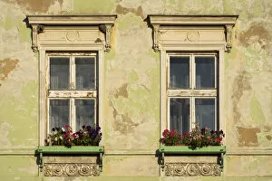 Detail of windows, Loket, Sokolov District, Karlovy Vary Region, Bohemia, Czech Republic