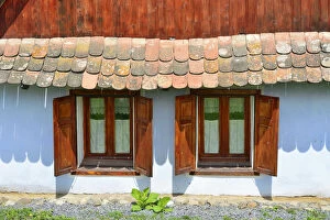 Windows of traditional Saxon houses in Viscri, a Unesco World Heritage Site