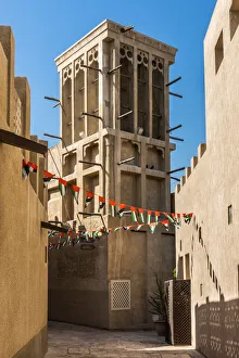 Images Dated 1st February 2017: Windtower or windcatcher in the historic district of Al Bastakiya, Dubai, United Arab