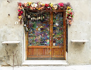 Tour Prints: Wine bar entrance in Pienza, Val d'Orcia, Tuscany, Italy