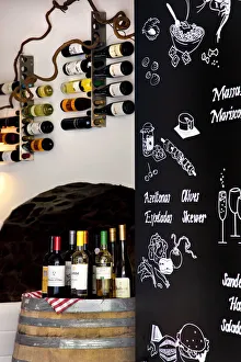 Wine bottles in a restaurant, Algarve, Portugal