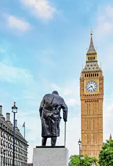 Figure Gallery: Winston Churchill Statue and Big Ben, London, England, United Kingdom