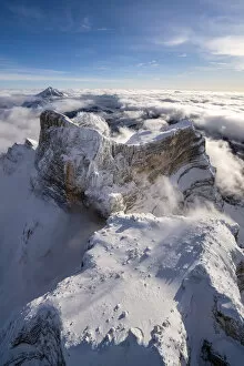 Pelmo Collection: Winter aerial view of Monte Pelmo Zoldo Dolomites Province of Belluno Veneto Italy Europe