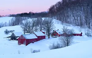 Reading Prints: Winter dawn at Jenne Farm, Green Mountains, Reading, Vermont, USA