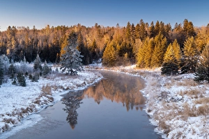 Delicate Prints: Winter dawn at Junction Creek, Greater Sudbury, Ontario, Canada