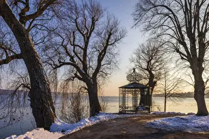 Clear Prints: Winter evening in Starnberg on Lake Starnberg, Upper Bavaria, Bavaria, Germany