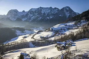 Winter landscape in the Berchtesgaden Alps above Ramsau, Upper Bavaria, Bavaria, Germany