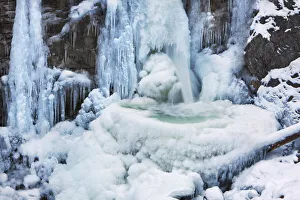Icicle Prints: Winter landscape at the icy Kuhflucht Falls - Germany, Bavaria, Upper Bavaria