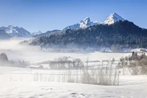 Winter landscape near Berchtesgaden with Watzmann, Upper Bavaria, Bavaria, Germany Winter landscape near Berchtesgaden with Watzmann, Upper Bavaria, Bavaria, Germany