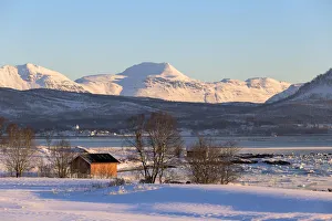 Nord Prints: Winter panorama around Gibostad. Gibostad, Gisundet, Senja, Norway, Europe