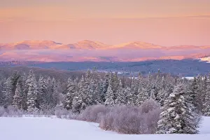 Q3 2025 Prints: Winter sunrise over the Green Mountains, Cabot, Vermont, USA