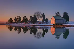 Salt Pond Prints: Winter sunrise from Salt Pond on Cape Cod, Eastham, Massachusetts, USA