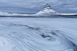 Kirkjufell Prints: winter sunset at Kirkjufell mountains, Vesturland, Western Iceland, Europe