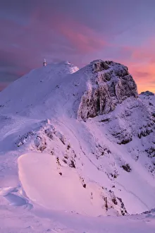 Municipality Of Ventasso Prints: Winter sunset at La Nuda mountain, Cerreto Laghi, municipality of Ventasso, Reggio