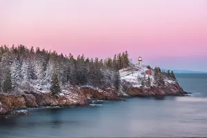 Owls Head Prints: Winter sunset at Owl's Head Lighthouse, Owl's Head, Maine, USA