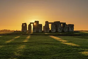 Wiltshire Prints: Winter sunset at Stonehenge in Wiltshire, England. Winter (February) 2023
