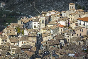 High Prints: Winter view of authentic medieval villages from above. Scanno, province of L Aquila