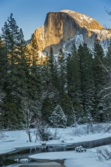 Images Dated 28th February 2014: Winter view of Half Dome at sunset, Yosemite National Park, California, USA