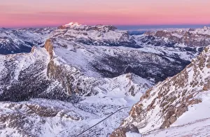 Sella Group Prints: Winter view from Lagazuoi refuge at sunrise, Cortina d Ampezzo, Belluno district