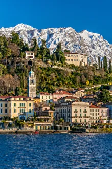 Townscape Prints: Winter view of the pretty lake town of Bellagio, Lake Como, Lombardy, Italy