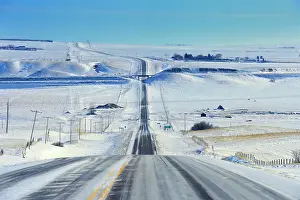 Saskatchewan Prints: Wintery conditions on Highway 13 Verwood Saskatchewan, Canada