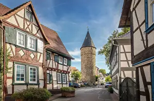 Small Town Prints: Witch Tower and historic old town of Bad Homburg vor der Hohe, Taunus, Hesse, Germany