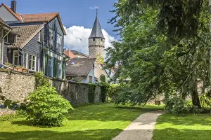 City Wall Prints: Witch tower seen from the palace gardens of Bad Homburg vor der Hoehe