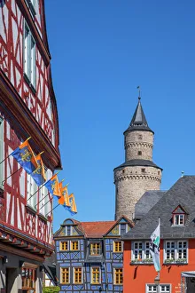 Idstein Prints: Witches tower (Hexenturm) with city hall, Idstein, Taunus, Hesse, Germany