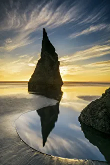 Bandon Beach Prints: Wizards Hat at Sunset, Bandon Beach, Oregon, USA
