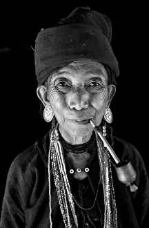 B And W Prints: Woman of the Ann tribe in traditional black dress