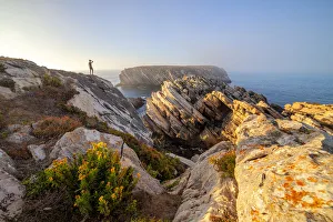 Estremadura Prints: A woman on the cliffs of Baleal Island, Peniche municipality, Leiria district