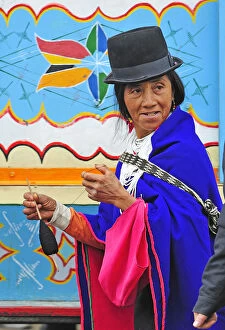Images Dated 28th June 2012: Woman at Indian market in Silvia, Guambiano Indians, Colombia, South America