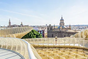 Curve Prints: A woman at the Metropol Parasol, Seville, Andalusia, Spain. MR