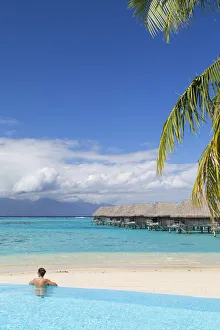 Images Dated 19th October 2015: Woman in pool at Sofitel Hotel, Moorea, Society Islands, French Polynesia (PR + MR)