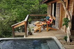 Images Dated 2nd May 2012: Woman relaxing at the Aqua Wellness Resort, Nicaragua, Central America