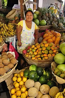 Seller Gallery: Woman selling fruit at a market in Esteli, Nicaragua, Central America