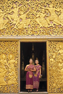 Two Woman at temple doorway