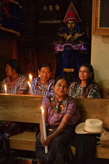 Images Dated 22nd May 2013: Women in a Church at Santiago Atitlan, Guatemala, Central America
