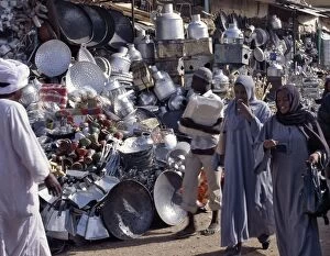 Islamic Dress Gallery: Women shopping in the market at Omdurman where a large