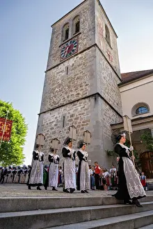 Canton Prints: Women in traditional dress, Corpus Christi (Osehegottstag) religious procession