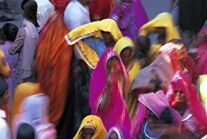 Crowd Gallery: Women wearing Saris, Pushkar, Rajasthan, India