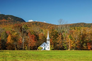 White Church Prints: Wonalancet Union Chapel in Tamworth, New Hampshire, New England, USA