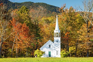 White Church Prints: Wonalancet Union Chapel in Tamworth, New Hampshire, New England, USA