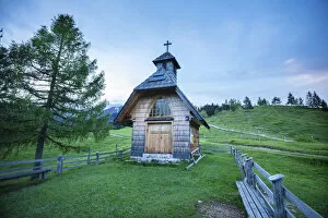 Images Dated 12th May 2021: Wooden chapel near Lake Bohinj, Slovenia