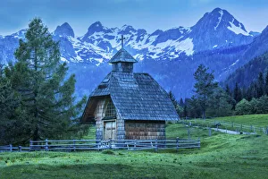 Images Dated 12th May 2021: Wooden chapel near Lake Bohinj, Slovenia