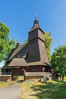 Slovakian Prints: Wooden church of Saint-Francis of Assisi, Hervartov, Presov, Slovakia
