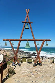 Images Dated 13th September 2022: Wooden construction with bells at Pablo Neruda Museum, Isla Negra, El Quisco